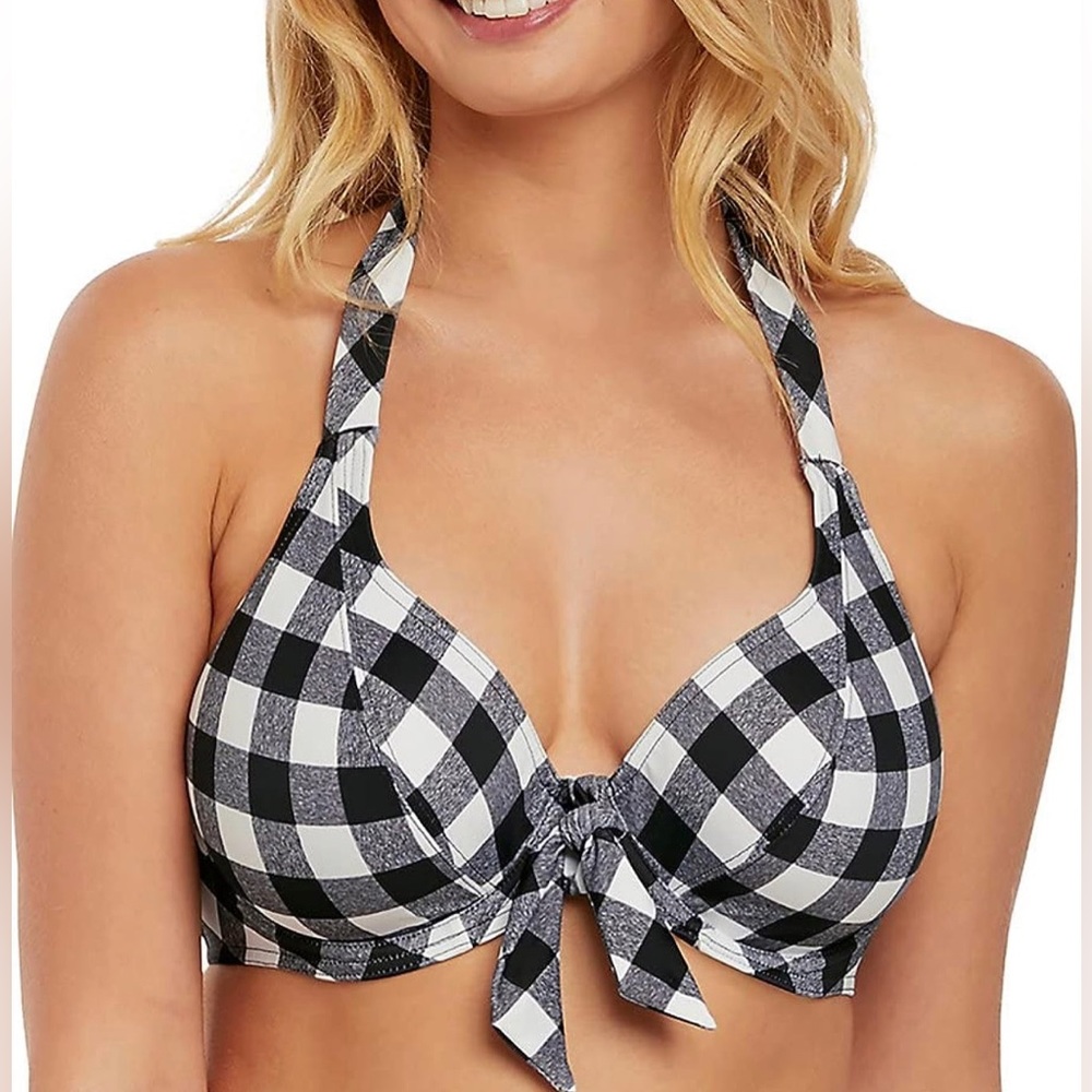 Freya Totally Check Banded Halter Bikini Top